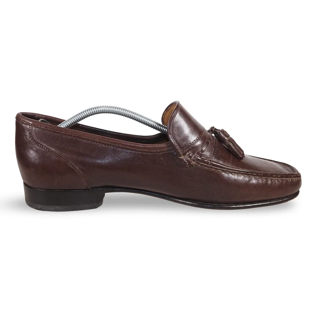 Bruno Magli Braxton Italian Leather Tassel Loafers Mens 9M Dark Brown 10210